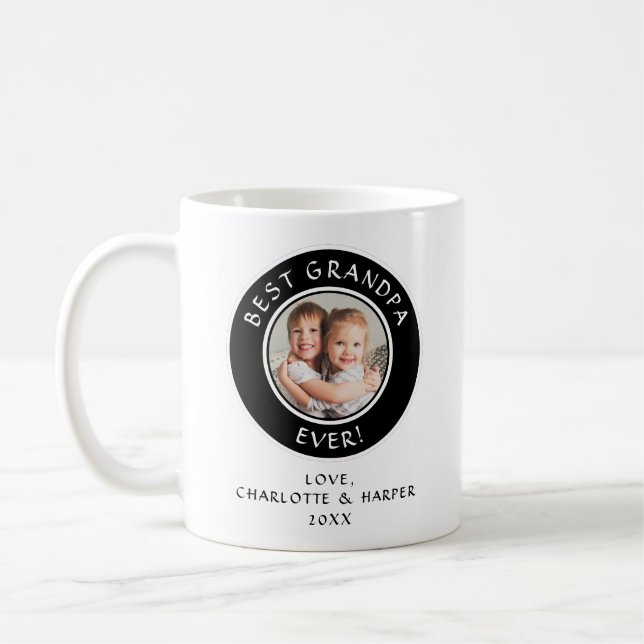 Anpassningsbar Best Grandpa - någonsin Foto Modern Kaffemugg (Vänster)