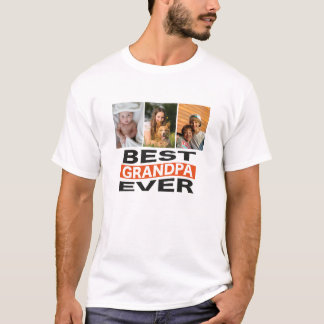 Anpassningsbar Best Grandpa nånsin 3 Photo Typogra T Shirt