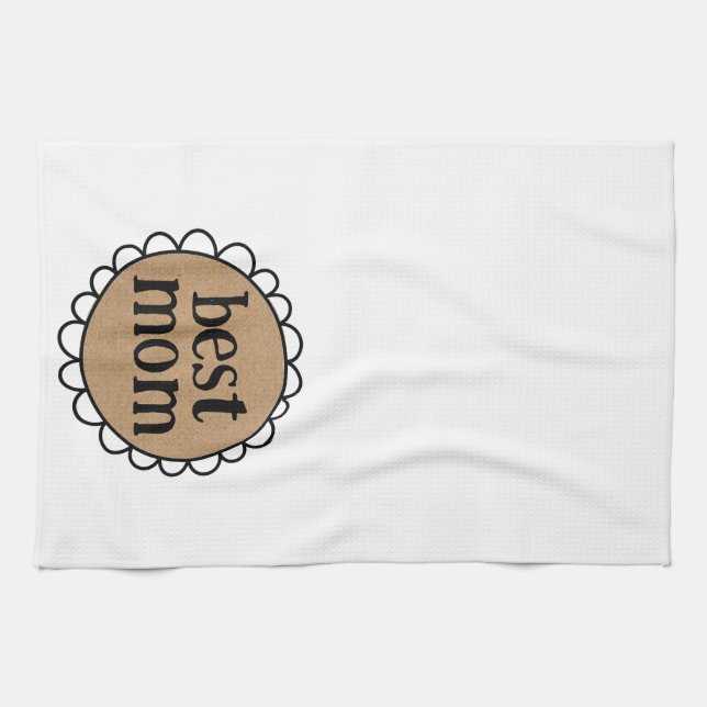 Anpassningsbar BEST MAMMA Scalloped Kant Kökshandduk (Horisontell)