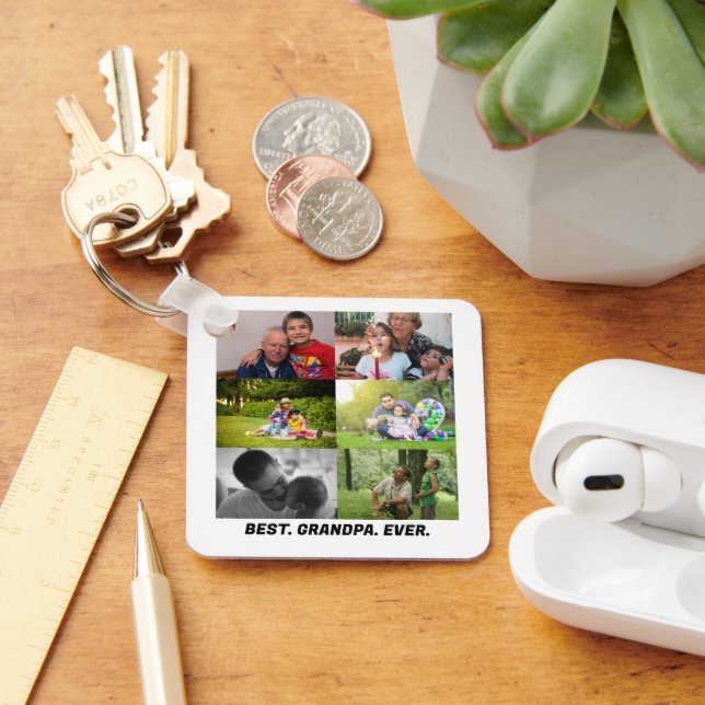 Anpassningsbar Best morpa någonsin, 6 fotokollage Nyckelring (Skrivbord)