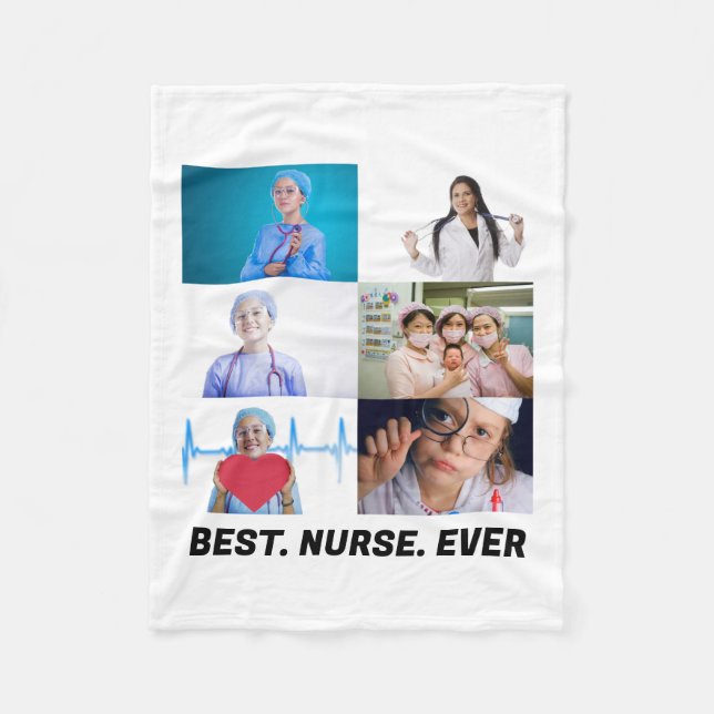 Anpassningsbar Best Nurse Aldrig 6 fotokollage Fleecefilt (Framsidan)