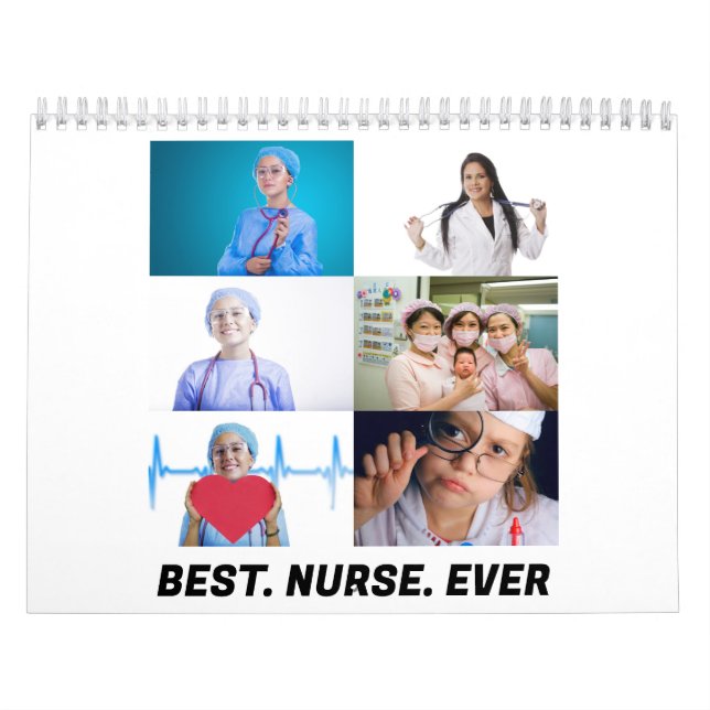Anpassningsbar Best Nurse Aldrig 6 fotokollage Kalender (Omslag)