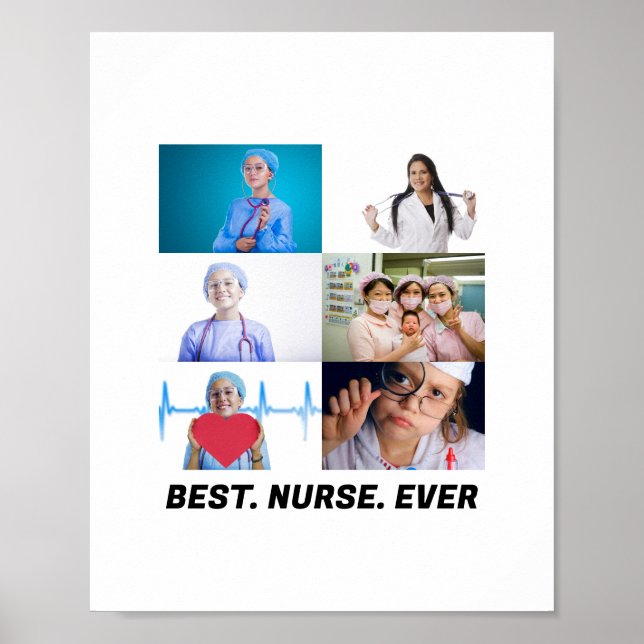 Anpassningsbar Best Nurse Aldrig 6 fotokollage Poster (Framsidan)