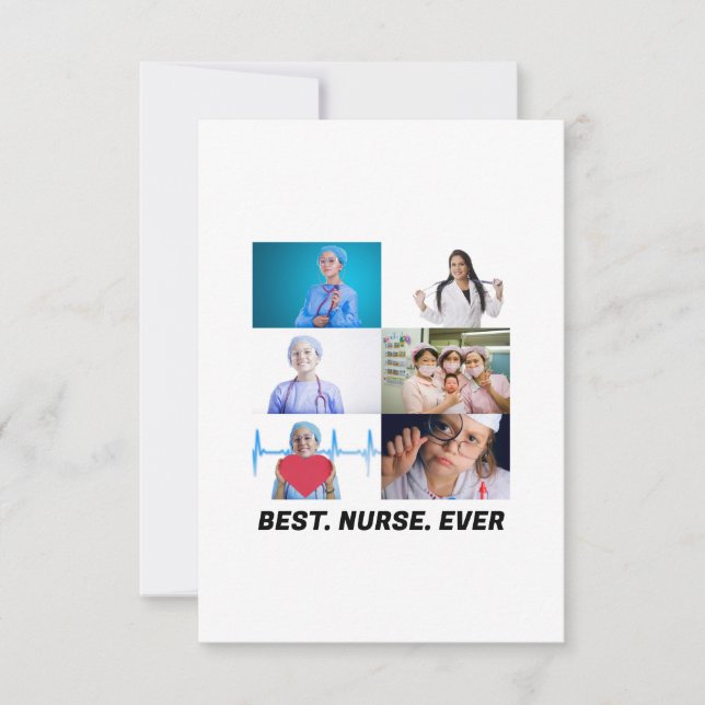 Anpassningsbar Best Nurse Aldrig 6 fotokollage Tack Kort (Framsida)