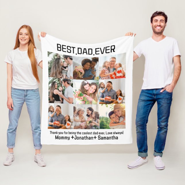 Anpassningsbar Best Pappa någonsin Fars dag 9 Phot Fleecefilt (På plats)