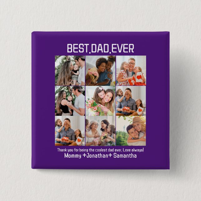 Anpassningsbar Best Pappa någonsin Fars dag 9 Phot Knapp (Framsida)