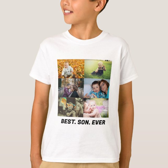 Anpassningsbar Best Son någonsin 6-fotokollage T Shirt (Framsida)