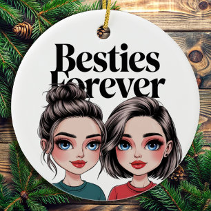 Anpassningsbar Besties Best Friend Gift BFF julkla Julgransprydnad Keramik