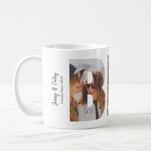 Anpassningsbar BFF Bästa vänner för 3 fotokollage Kaffemugg (Vänster)