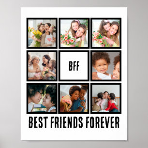 Anpassningsbar BFF Bästa vänner för 8 fotosamlinga Poster