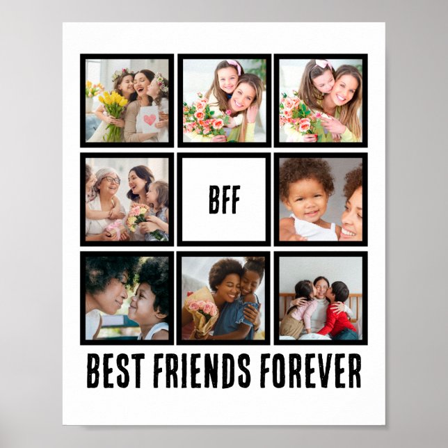 Anpassningsbar BFF Bästa vänner för 8 fotosamlinga Poster (Framsidan)