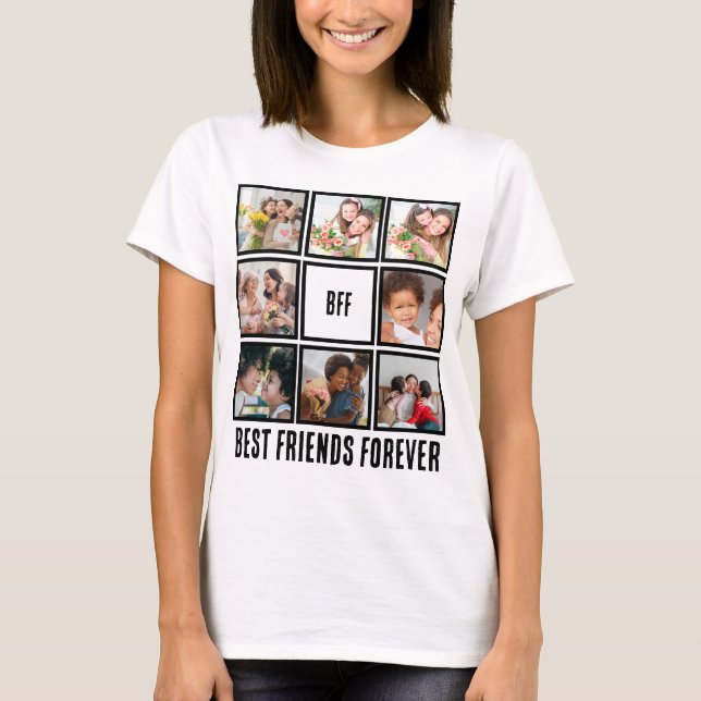 Anpassningsbar BFF Bästa vänner för 8 fotosamlinga T Shirt (Framsida)