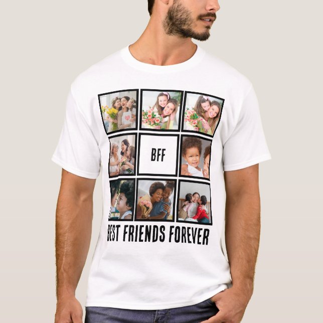 Anpassningsbar BFF Bästa vänner för 8 fotosamlinga T Shirt (Framsida)