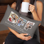 Anpassningsbar BFF Besties Best Friends Photo Coll Lumbarkudde<br><div class="desc">Fira din vänskap med din BFF med den här anpassningsbarna fotolumbalkudde. Modern fet typografi visar 3 av dina favoritfoton på dig och din bästa vän någonsin, samt ett enkelt citat från anpassadet på framsidan. På baksidan finns utrymme för namn, ett annat meddelande eller tidslinjen för vänskapen. Anpassa till valfri bakgrund...</div>