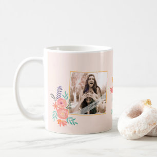 Anpassningsbar BFF Foto Coral Rosa Watercolor Flow Kaffemugg