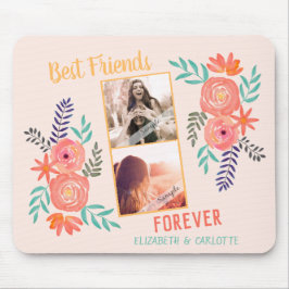 Anpassningsbar BFF Foto Coral Rosa Watercolor Flow Musmatta