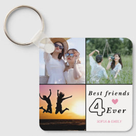 Anpassningsbar BFF Fotokollage Keychain - med Namn Nyckelring