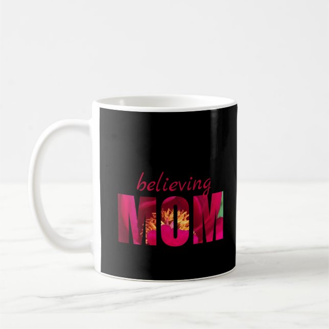 Anpassningsbar Bible Verse Tro Mamma Rosa Blommigt Kaffemugg (Vänster)