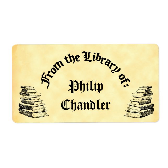 Anpassningsbar "Bibliotek of"-etiketter för konstf Fraktsedel (Framsidan)