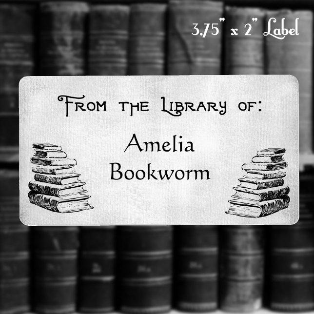 Anpassningsbar "Bibliotek of" Vintage Bokar-etiket Fraktsedel (Skapare uppladdad)