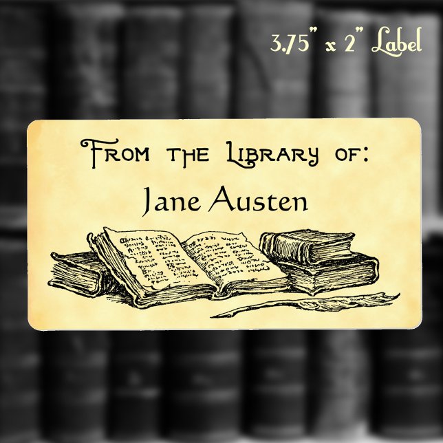 Anpassningsbar Bibliotek of Vintage Bokar-etikett Fraktsedel (Skapare uppladdad)