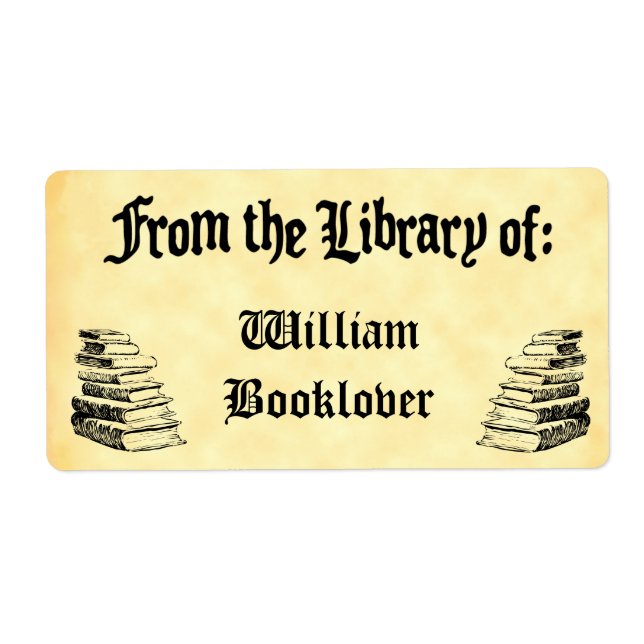 Anpassningsbar "Bibliotek of"-Vintagens bokskyltse Fraktsedel (Framsidan)