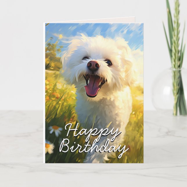 Anpassningsbar Bichon Frise Birthday Card Tack Kort (Framsida)