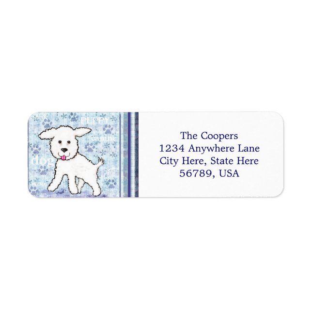 Anpassningsbar Bichon Frise-Hund Returetiketter Returadress Etikett (Framsidan)