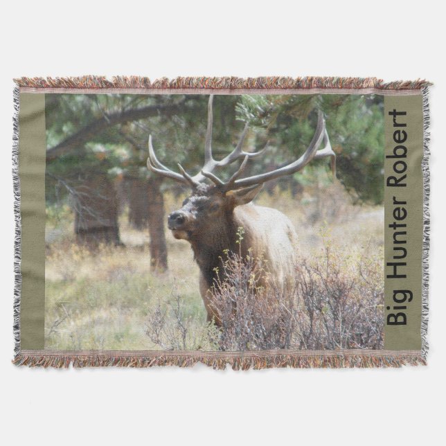 Anpassningsbar Big Bull Elk Throw Blanket Home Dec Mysfilt (Framsidan)