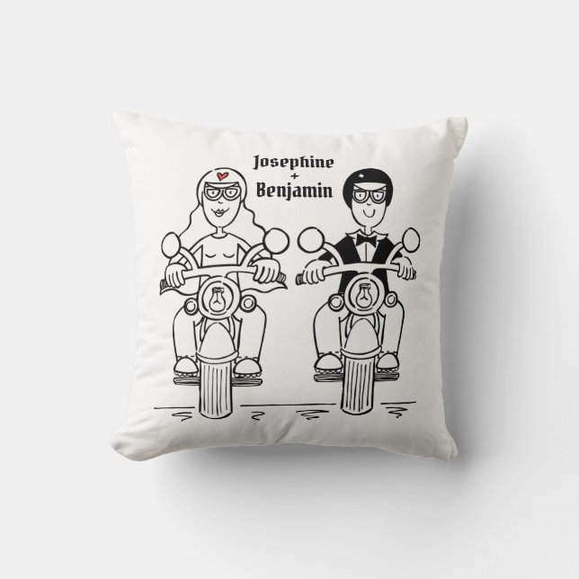 Anpassningsbar Biker Motorcycle Bröllop Gift Throw Kudde (Framsida)