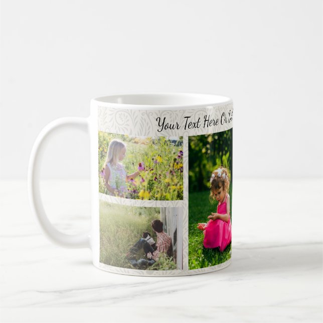 Anpassningsbar Bilder/Text Elegant Minimalist Gråt Kaffemugg (Vänster)