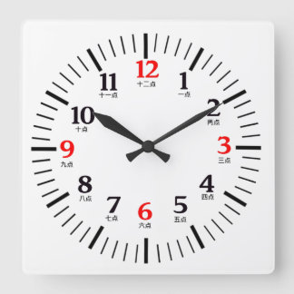 Anpassningsbar Bilingual English/Chinese Numeral C Fyrkantig Klocka