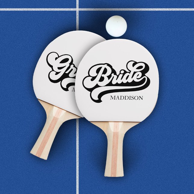 Anpassningsbar Birde and Groom Namn Vintage Pingisracket (Skapare uppladdad)