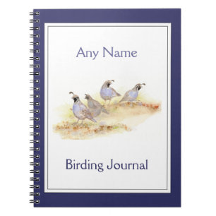 Anpassningsbar Birding Journal Watercolor Californ Anteckningsbok Med Spiral