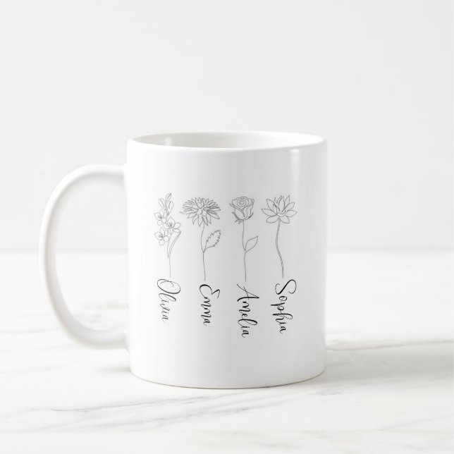 Anpassningsbar Birth Month Flower Plant Älskare Gi Kaffemugg (Vänster)