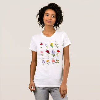 Anpassningsbar Birth Month Flowers Alla 12 månader T Shirt