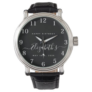 Anpassningsbar Birthday Black and White Armbandsur