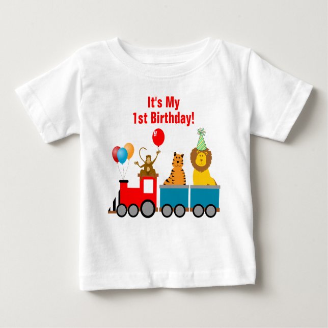 Anpassningsbar Birthday Boy Zoo Safari Animal Lejo T-shirt (Framsida)