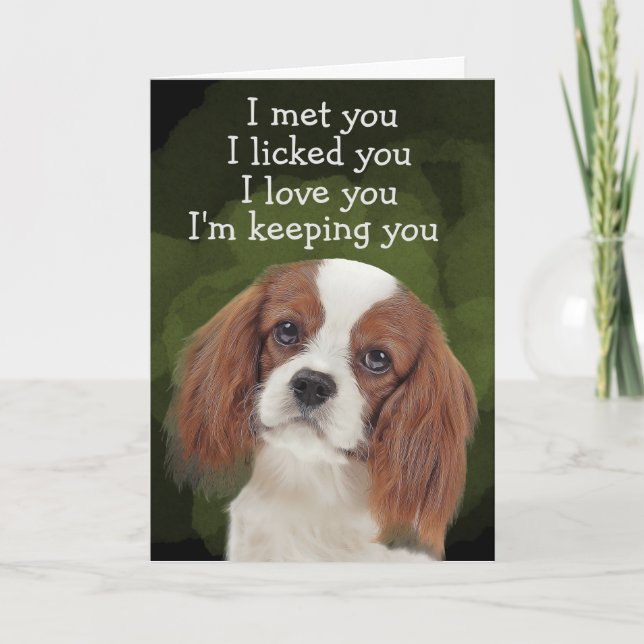 Anpassningsbar Birthday Card Kung Charles Cavalier Tack Kort (Framsida)