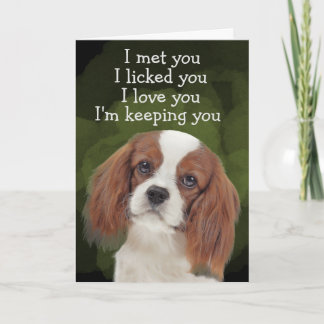 Anpassningsbar Birthday Card Kung Charles Cavalier Tack Kort