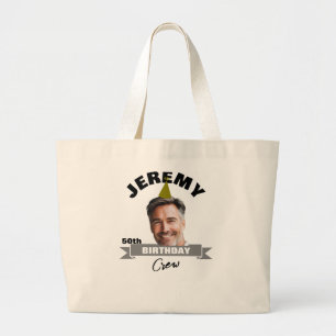 Anpassningsbar Birthday Crew Tote med Namn, Year & Jumbo Tygkasse