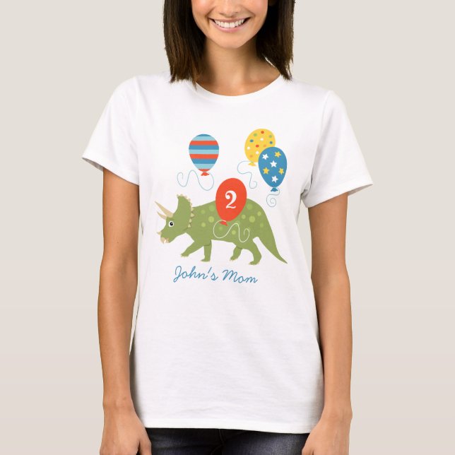Anpassningsbar Birthday Dinosaur Triceratops Mamma T Shirt (Framsida)