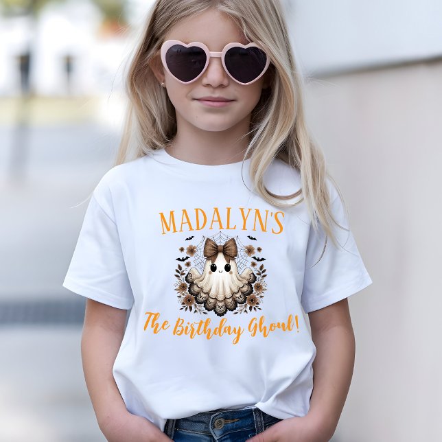Anpassningsbar Birthday Ghoul T Shirt (Halloween Birthday Ghoul Shirt with Lace Ghost)