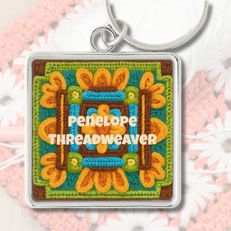 Anpassningsbar Birthday Gifts for Crocheters Mamma Fyrkantig Silverfärgad Nyckelring