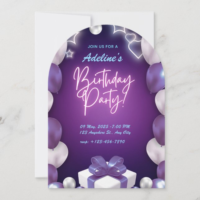 Anpassningsbar Birthday Inbjudan för Vuxnor (Framsida)