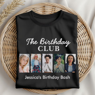 Anpassningsbar Birthday-Klubb med 5 foton och Namn T Shirt