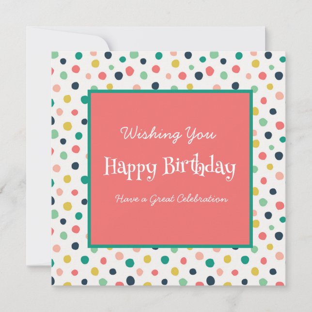 Anpassningsbar Birthday Mod Orange Teal Dots White (Framsida)