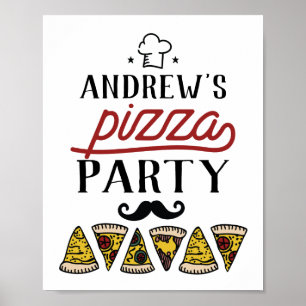 Anpassningsbar Birthday Pizza Party Sign Poster