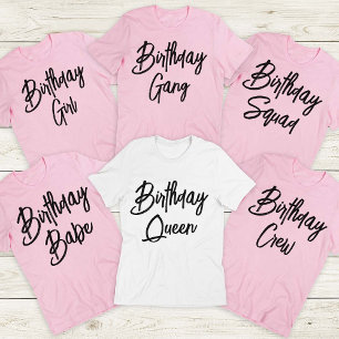 Anpassningsbar Birthday Queen and Crew Squad Group T Shirt