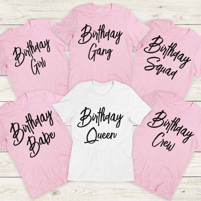 Anpassningsbar Birthday Queen and Crew Squad Group T Shirt (Skapare uppladdad)